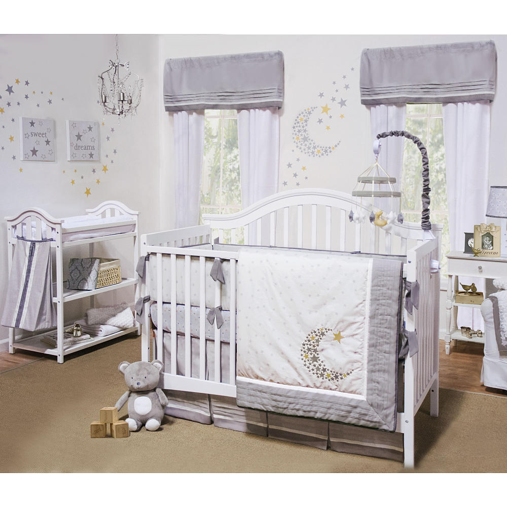 Baby Boy Crib Bedding White and Gray